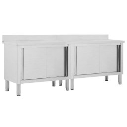 Gossi mese lucru usi glisante 2 buc 240x50x(95-97) cm otel inoxidabil