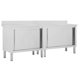 Gossi mese lucru usi glisante 2 buc. 200x50x(95-97)cm otel inoxidabil