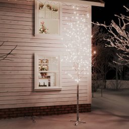 Gossi mesteacan cu led, alb, 672 led-uri alb calde, 400 cm
