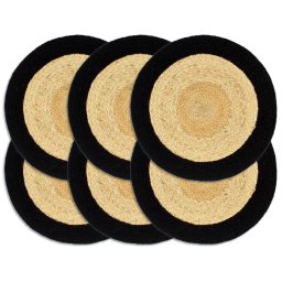 Gossi naproane, 6 buc., natural si negru, 38 cm, iuta si bumbac