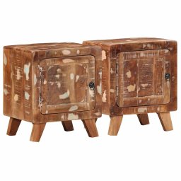 Gossi noptiera 2 buc 40x32x46 cm lemn masiv recuperat