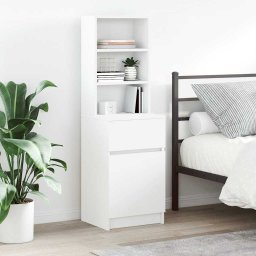 Gossi noptiera alb 39x35x125 cm lemn prelucrat