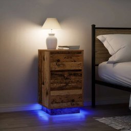 Gossi noptiera cu lumini led lemn vechi 38x34x65 cm