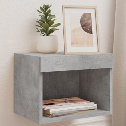 Gossi noptiera cu lumini led montata pe perete, gri beton