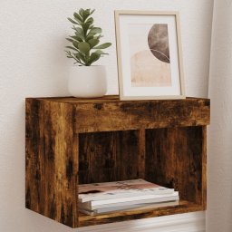 Gossi noptiera cu lumini led montata pe perete, stejar fumuriu