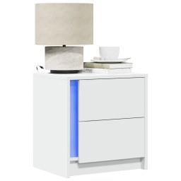 Gossi noptiera cu lumini led, alb, lemn prelucrat