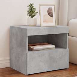 Gossi noptiera cu lumini led, gri beton, 50x40x45 cm