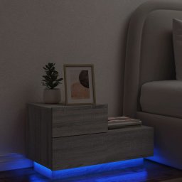 Gossi noptiera cu lumini led, gri sonoma, 70x36x40,5 cm