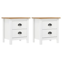 Gossi noptiera hill, 2 buc., alb, 46x35x49,5 cm, lemn masiv de pin