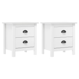 Gossi noptiera hill, 2 buc., alb, 46x35x49,5 cm, lemn masiv pin