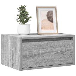 Gossi noptiera montata pe perete cu lumini led, sonoma gri