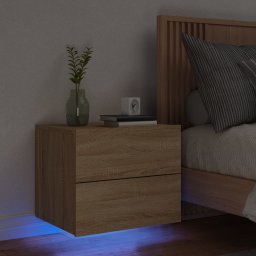 Gossi noptiera montata pe perete cu lumini led, stejar sonoma