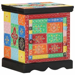 Gossi noptiera multicolor 40x35x45 cm lemn masiv de mango
