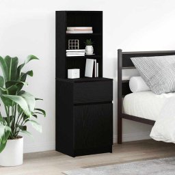 Gossi noptiera neagra 39x35x125 cm lemn prelucrat
