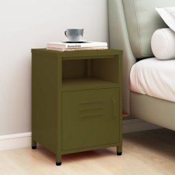 Gossi noptiera, verde masliniu, 35x35x51 cm otel