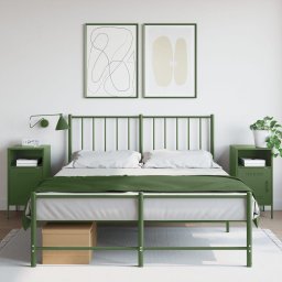 Gossi noptiere 2 buc. verde maslina 36x39x68cm otel laminat la rece