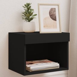 Gossi noptiere cu lumini led montate pe perete, 2 buc., negru
