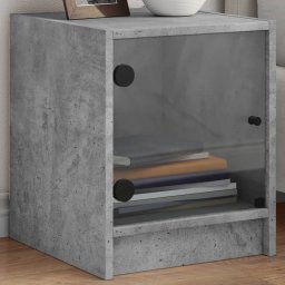 Gossi noptiere cu usi din sticla, 2 buc., gri beton, 35x37x42 cm