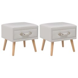 Gossi noptiere, 2 buc., alb, 40 x 35 x 40 cm, piele ecologica