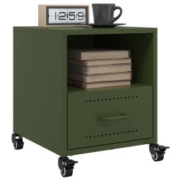 Gossi noptiere, 2 buc., verde olive, 36x39x43,5 cm, otel