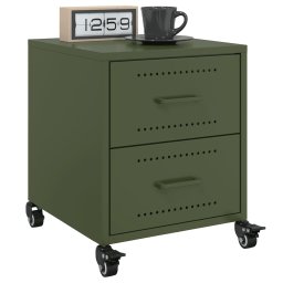 Gossi noptiere, 2 buc., verde olive, 36x39x43,5 cm, otel