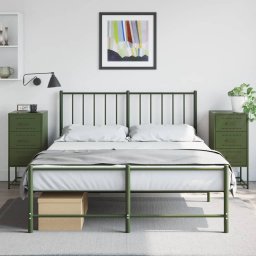 Gossi noptiere, 2 buc., verde olive, 36x39x78 cm, otel