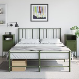 Gossi noptiere, 2 buc., verde olive, 36x39x78 cm, otel