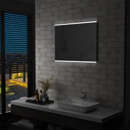 Gossi oglinda cu led de perete de baie, cu senzor tactil, 80 x 60 cm