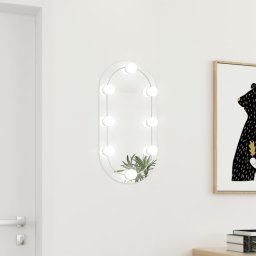 Gossi oglinda cu lumini led, 60x30 cm, sticla, oval