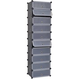 Gossi organizator de pantofi interconectat, 10 compartimente, negru