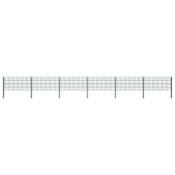 Gossi panou de gard cu stalpi, verde, 10,2 m, fier