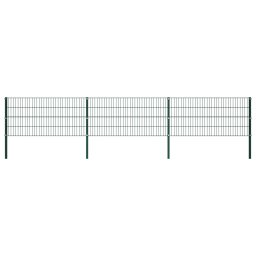 Gossi panou de gard cu stalpi, verde, 5,1 m, fier