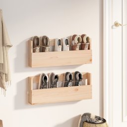 Gossi pantofare de perete, 2 buc., 59x9x23 cm, lemn masiv pin