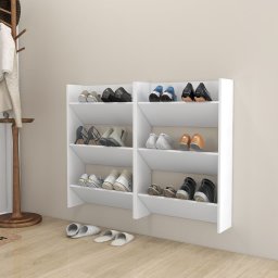 Gossi pantofare de perete, 2 buc., alb, 60x18x90 cm, pal