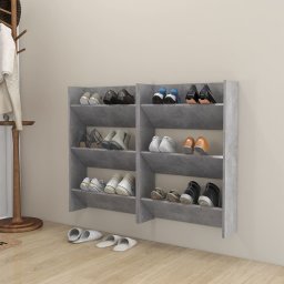 Gossi pantofare de perete, 2 buc., gri beton, 60x18x90 cm, pal
