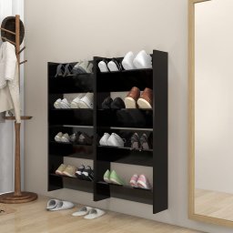 Gossi pantofare de perete, 4 buc., negru, 60x18x60 cm, pal