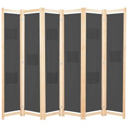 Gossi paravan camera, 6 panouri, gri, 240x170 x4 cm, material textil