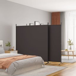 Gossi paravan de camera cu 3 panouri, maro, 525x180 cm, textil