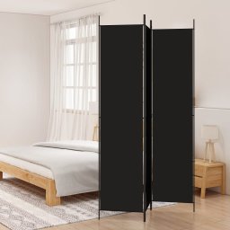 Gossi paravan de camera cu 3 panouri, negru, 150x220 cm, textil