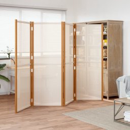 Gossi paravan de camera cu 4 panouri, alb crem, 280x180 cm