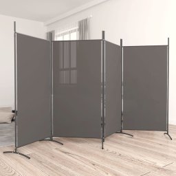 Gossi paravan de camera cu 4 panouri, antracit, 346x180 cm, textil