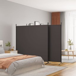 Gossi paravan de camera cu 4 panouri, maro, 698x180 cm, textil