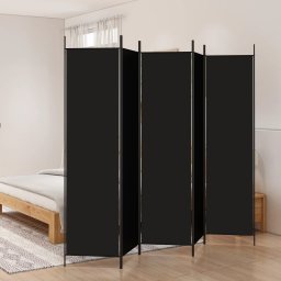 Gossi paravan de camera cu 5 panouri, negru, 250x200 cm, textil
