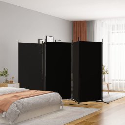 Gossi paravan de camera cu 5 panouri, negru, 433x180 cm, textil