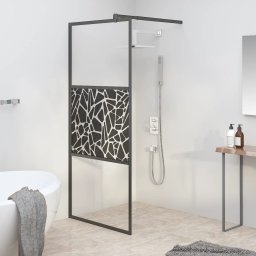 Gossi paravan de dus walk-in negru 80x195 cm sticla esg model piatra