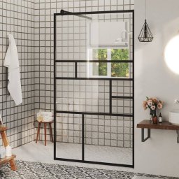 Gossi paravan de dus walk-in negru 90x195 cm sticla esg transparenta