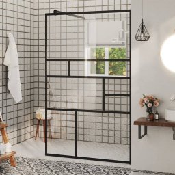 Gossi paravan dus walk-in, negru, 100x195 cm, sticla esg transparenta