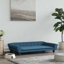 Gossi pat de caini, albastru, 100x50x21 cm, catifea