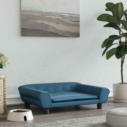 Gossi pat de caini, albastru, 70x48x22 cm, catifea