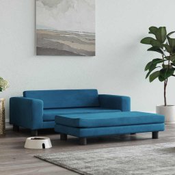 Gossi pat pentru caini cu extensie, albastru, 100x50x30 cm, catifea